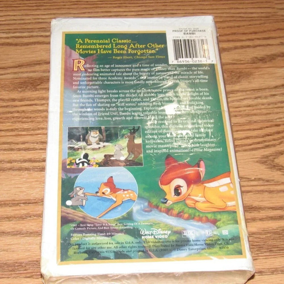 Walt Disney Masterpiece Collection “BAMBI” 55th Anniversary (VHS)~SEALED! - Picture 2 of 6